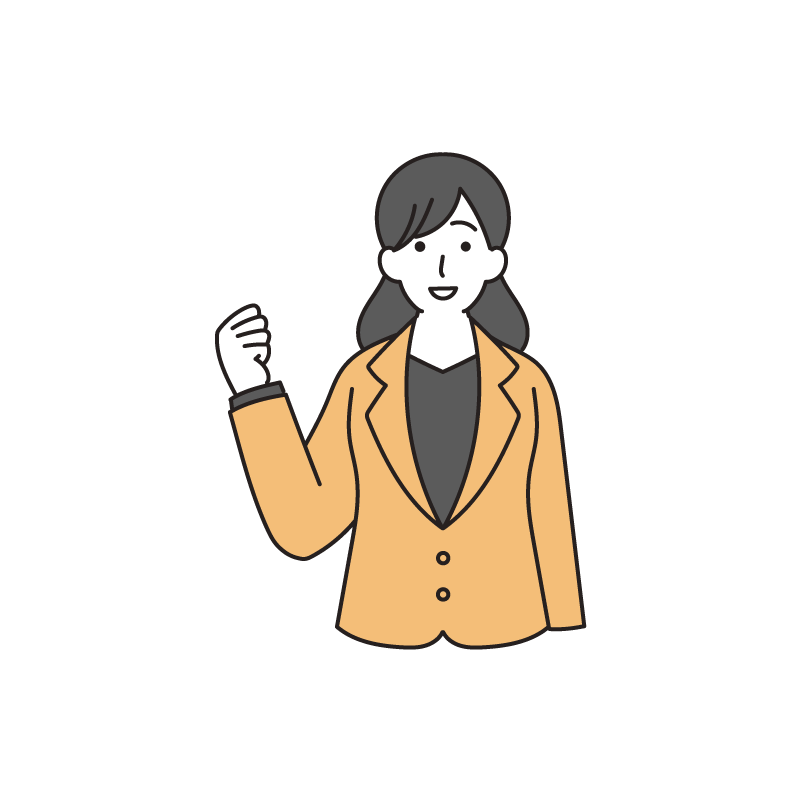 ガッツポーズの会社員のイラスト（女性・若い）