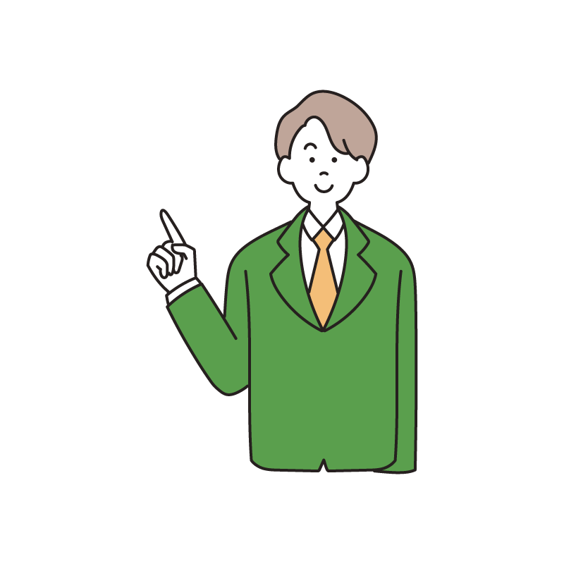 指をさす会社員のイラスト（男性・若い）