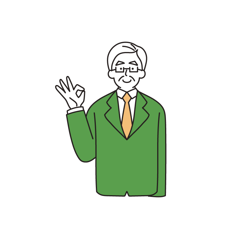 OKポーズの会社員のイラスト（男性・シニア）