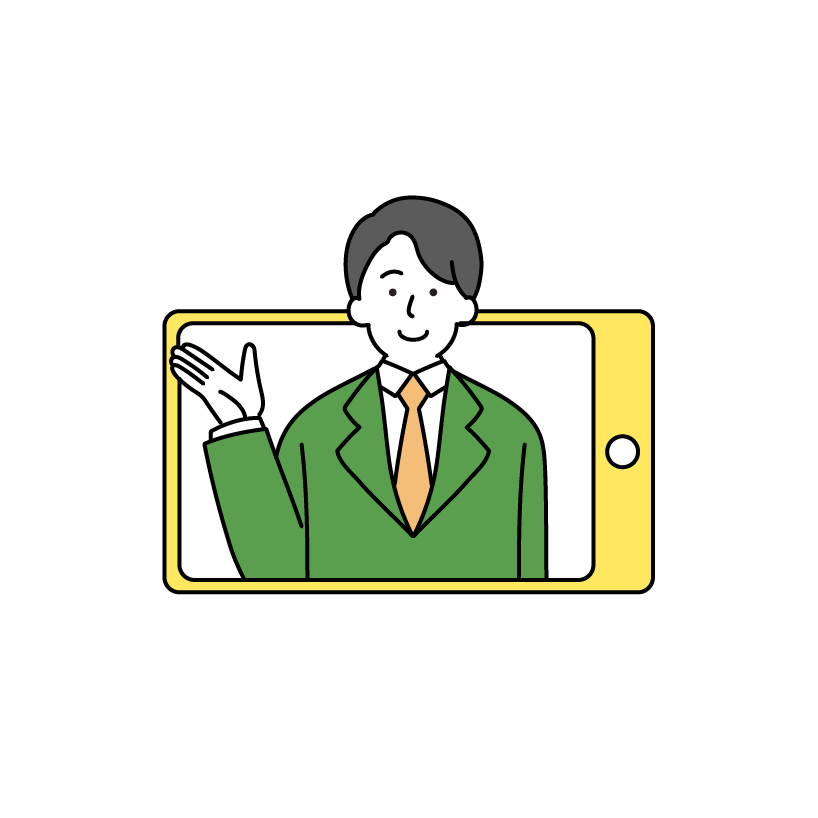 オンラインの会社員のイラスト（男性・若い）