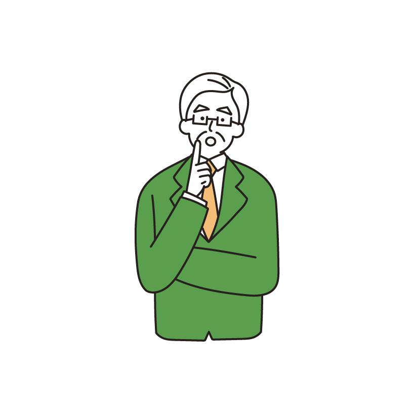 考える・悩む会社員のイラスト（男性・シニア）