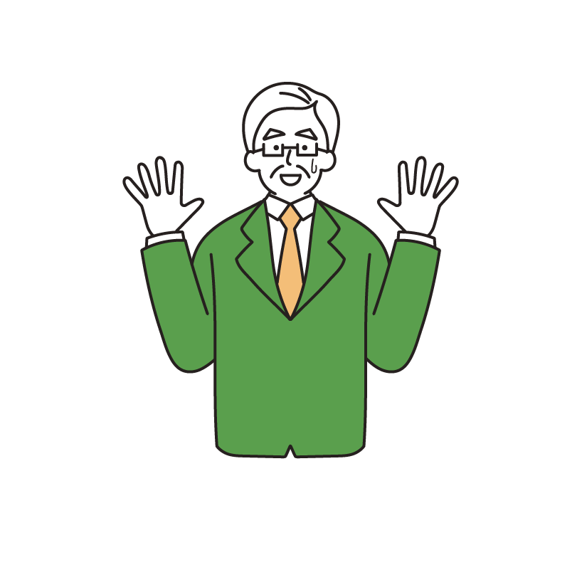 苦笑いする会社員のイラスト（男性・シニア）